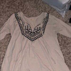 Beige jeweled hollister shirt